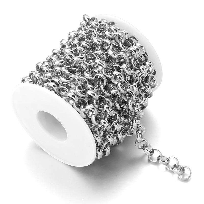 

5Yards/Roll Aluminum Chain Round Metal Cross Link Chain For Jewelry Making DIY Crafts Bracelet Necklace Clothing Bag Accessories 5mm серебряный