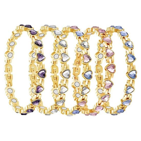 Bracelet Sparkling Cubic Zirconia Heart Shape Women Bracelet Lightweight Magnetic Therapy Bracelet with Secure Clasp