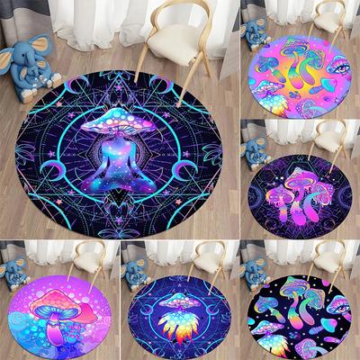 Tappeto Rotondo a Fungo Psichedelico Tappeto Area a Fungo Boho per Casa Soggiorno Stanza dei Bambini Decorazione Tappetino Circolare Antiscivolo