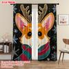 2pcs, plane printing Curtains&Window Treatment Cute Dog Versatile Durable Polyester (without rod) Festive for Bedroom,
