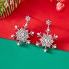Shiny Snowflake Stud Earrings  Zircon Pearl Dangle Piercing Drop Earrings Long Tassel Earring Christmas Gifts
