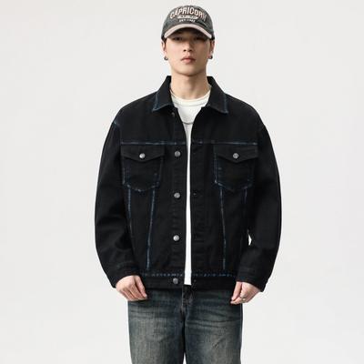 American High Street Retro Preto Denim Jaqueta Masculina Solta Tamanho Grande Trendy Youth Jacket Top Tide
