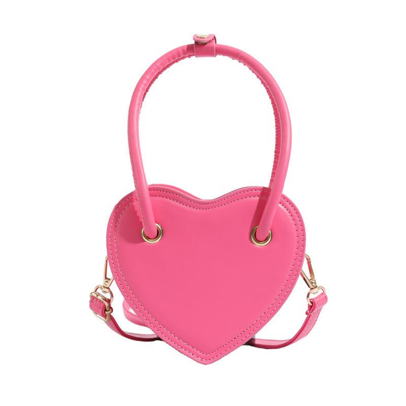 Adorable Mini Pu Heart Design Children's Shoulder Bag For Boys And Girls Fashionable Everyday Use