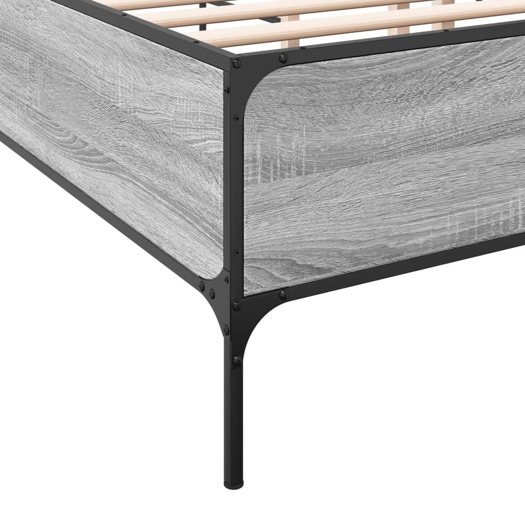 Bed Frame Gray Sonoma 140 x 200 cm Particleboard and Metal