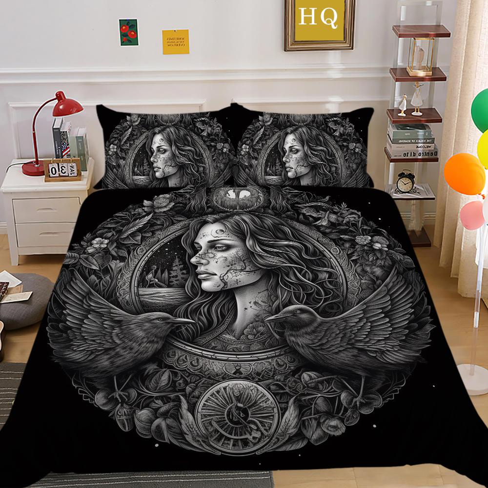 Beauty Skull Printed Bedding Cover Suit Fashion Home Bedclothes King Size Man Boy Cool Duvet Cover Bedroom Decoration