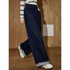 Coolhu Striped Cuffed Wide-Leg Slimming Casual Loose Jeans New Women's Trousers