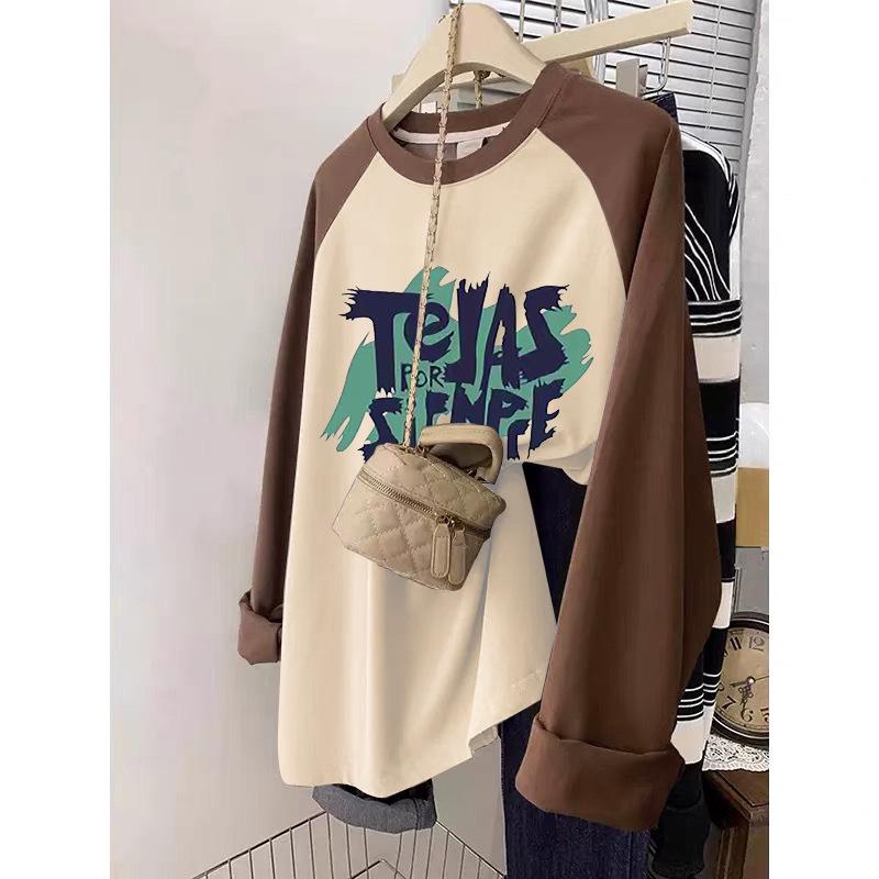 Women's Plus Size Mid-Length Pure Cotton Long Sleeve T-Shirt - Autumn/Winter 2024, Thicker Material for 200 Jin, Hip Covering.