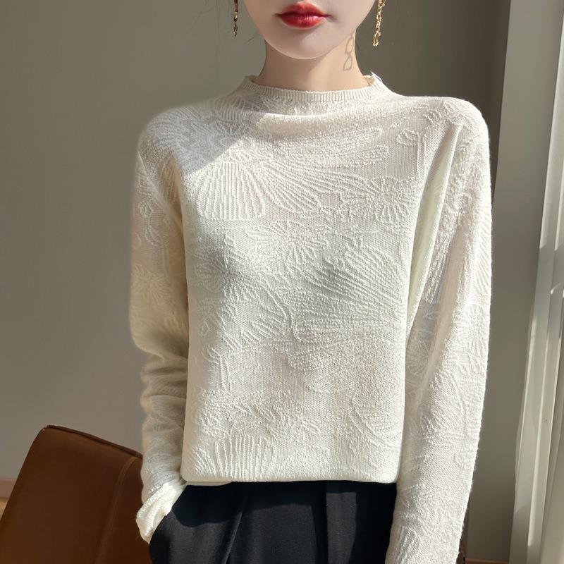 Women S Half High Neck Loose Knit Sweater For Autumn Winter Versatile Pullover Top