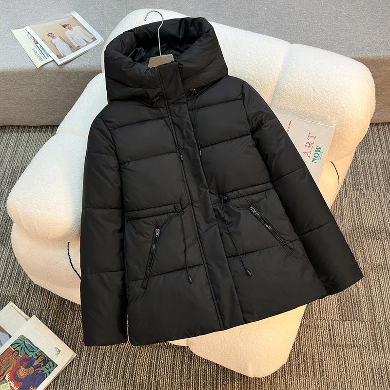 Padded Jacket Women's Mid-length Hooded Padded Jacket Thickened and Thin Padded Jacket High-end Jacket