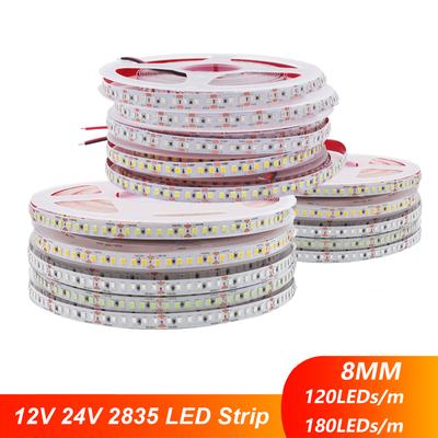 5M 10M 2835 LED Strip Light 12V 24V Warm White Red Green Blue Orange Pink Yellow 120 180 LEDs Fiexible Tape DC Home Lighting