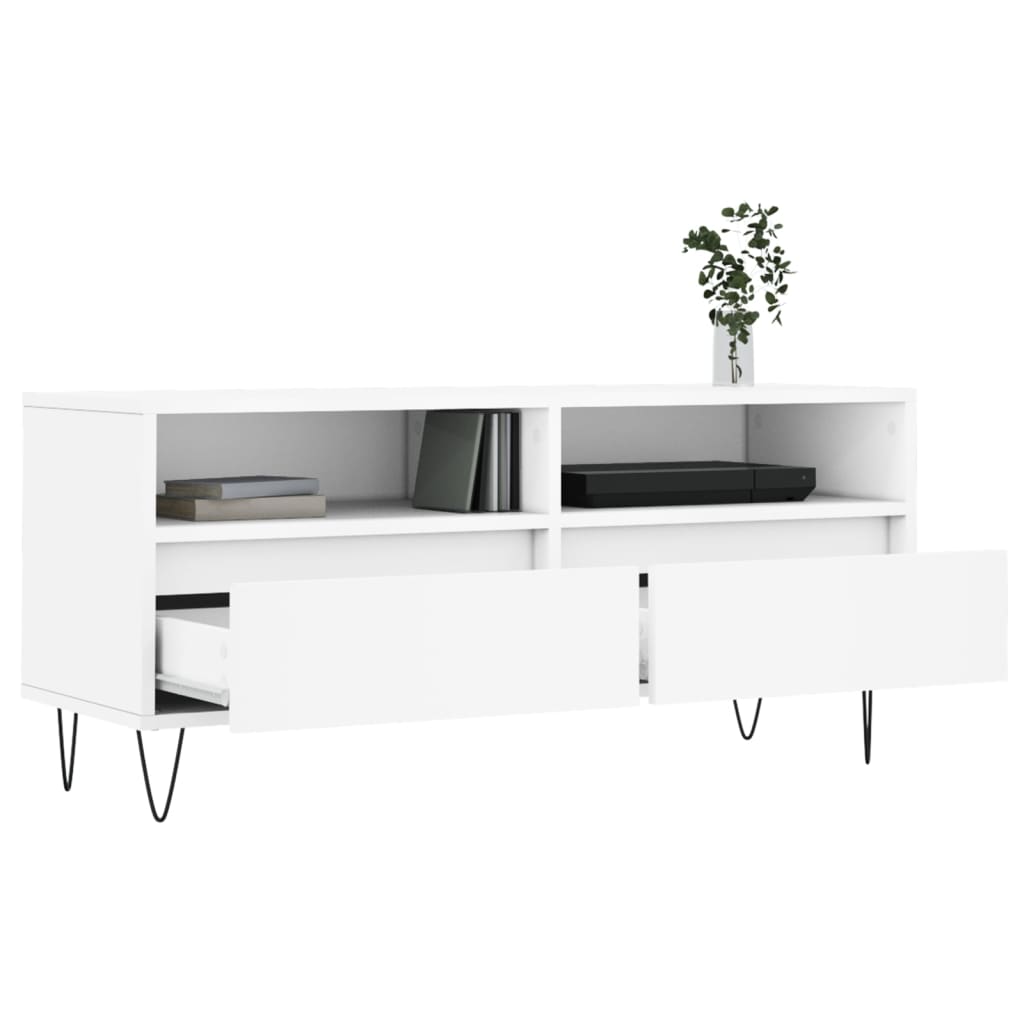 Vidaxl Szafka Pod Tv, Biała, 100X34,5X44,5 Cm, Materiał Drewnopochodny