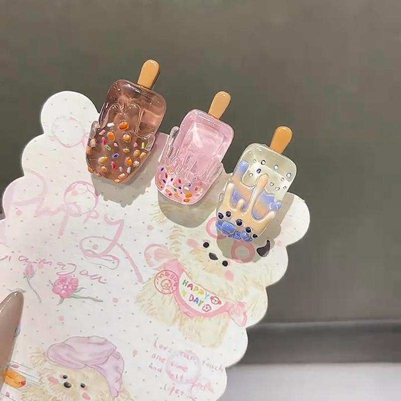 1/3/5/10Pcs Kawaii 3D Popsicle Hair Clips Cute Resin Ice Cream Hairpins Summer Sweet Bangs Clip Girls Hair Accessories