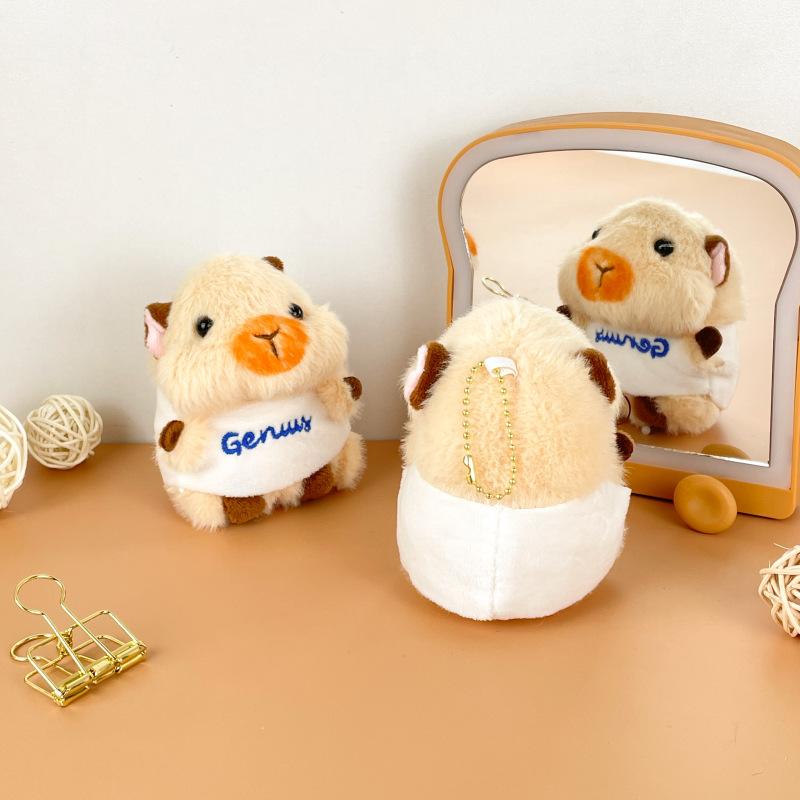 

Cartoon Bee Dutch Pig Plush Doll Pendant Blue Hat Hamster Doll Bag Keychain Hanging Children s Toys Height about 8cm