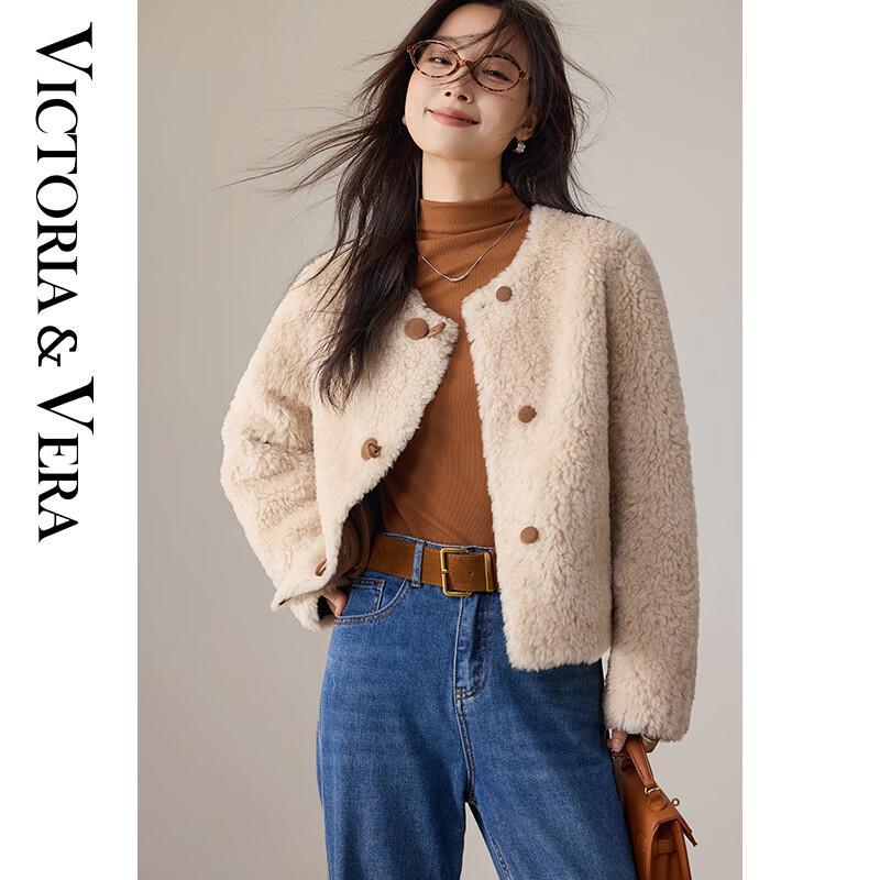 

VICTORIA&VERA Women s Faux Shearling Buttoned Jacket L