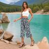 Women's High Waist  Printed Casual Trousers Workout Pants 3/4 Pants