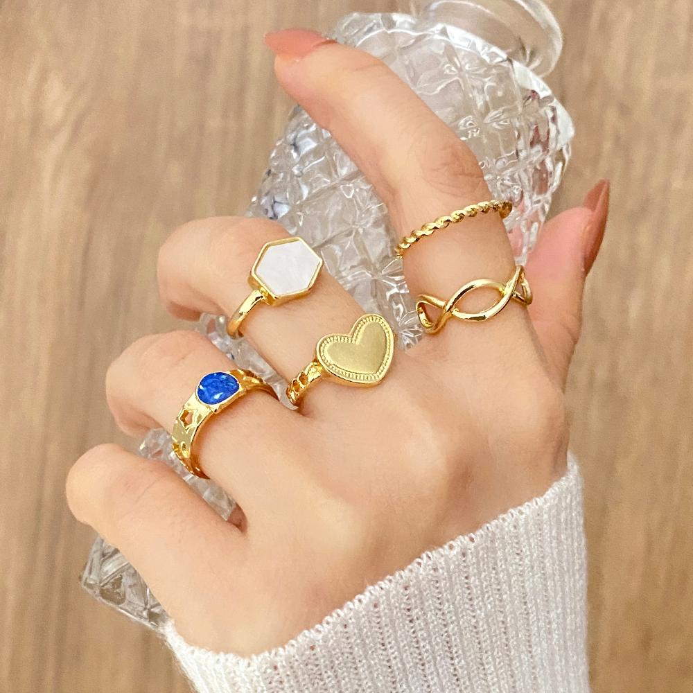 Elegant and Versatile Fashion Love Geometric Ring Set Simple Ring Popular Female Jewelry