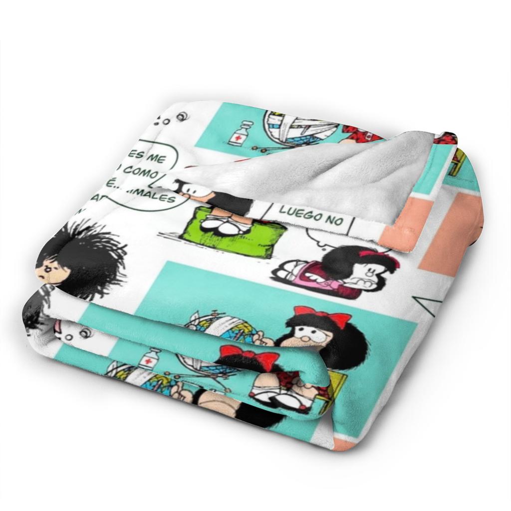 Mafie Cartoon Mafaldas Fleece Blanket Kawaii Anime Funny Throw Blankets for Home 125*100cm Bedspreads,
