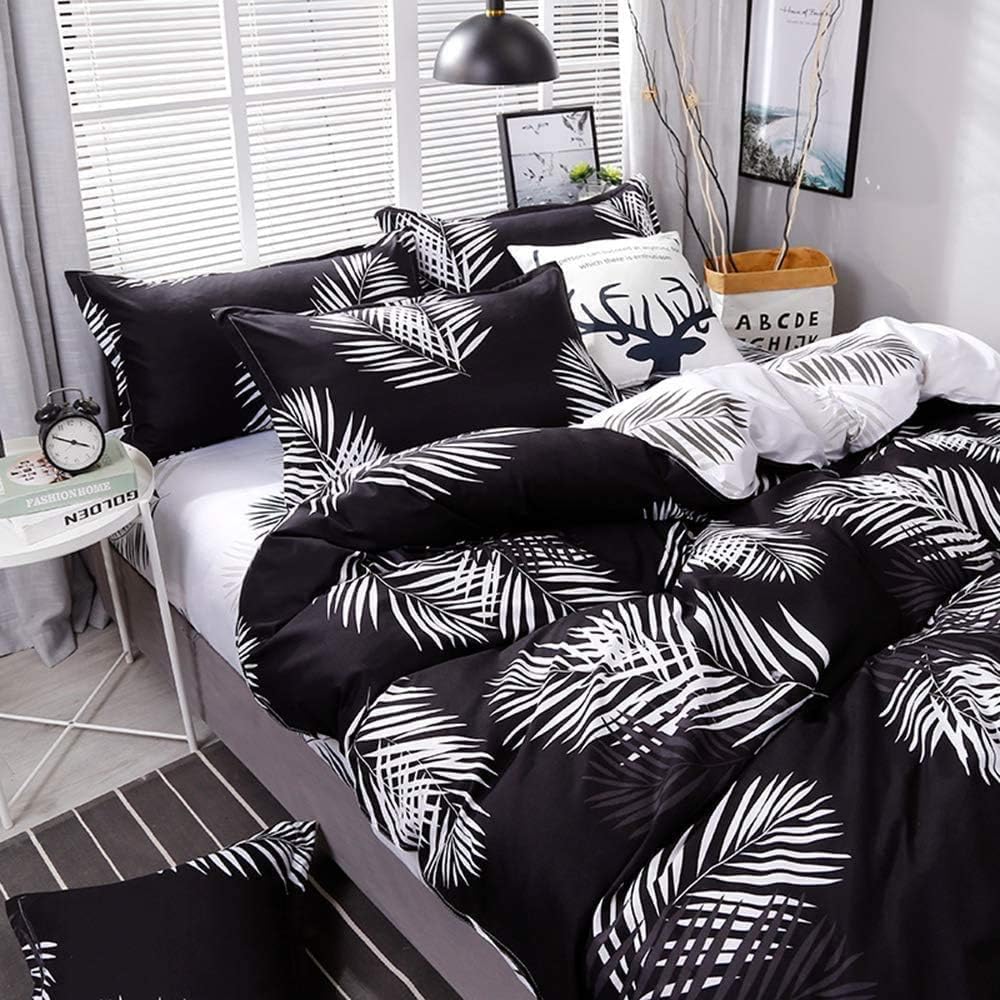 Palm Leaf Comforter Cover Set Leaves Print Bedding Set Queen Size for Kids Adult Botanical Plant Duvet Cover Soft Quilt Cover