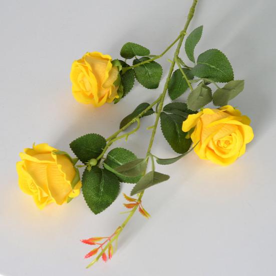 Artificial Rose Flower 3 Heads Full Blooming Fake Silk Roses Bouquet with Stem for DIY Vase Home Wedding Party Centerpiece