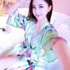 Women's Peacock Print Silk-Feel Short Summer Robe Pajamas