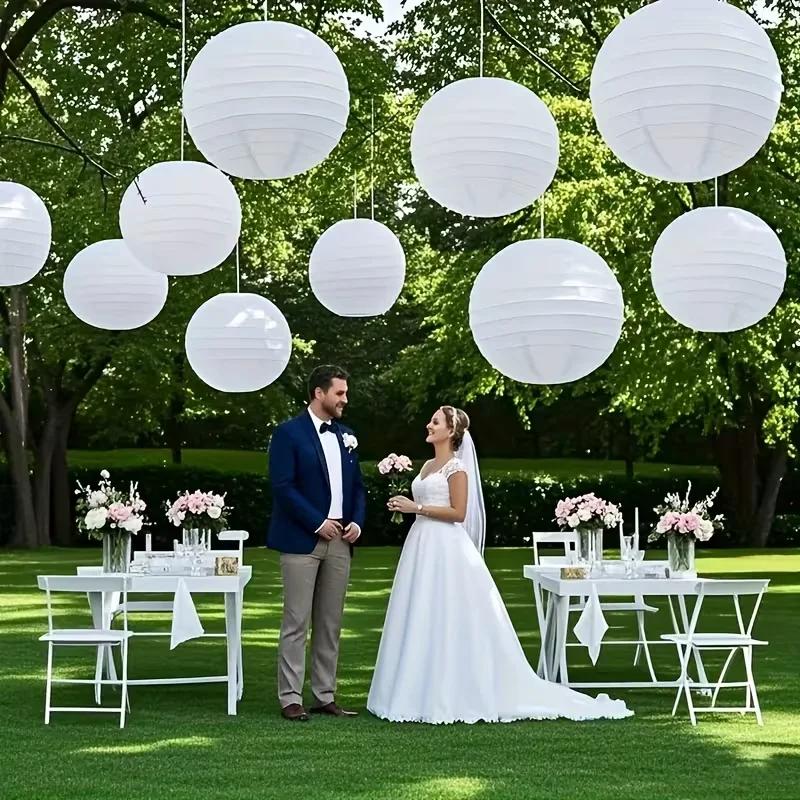2026 Latest Models Lampshade Party Round Paper Decoration Holiday Supplies Wedding Lantern Elegant White Chinese Lanterns Ball