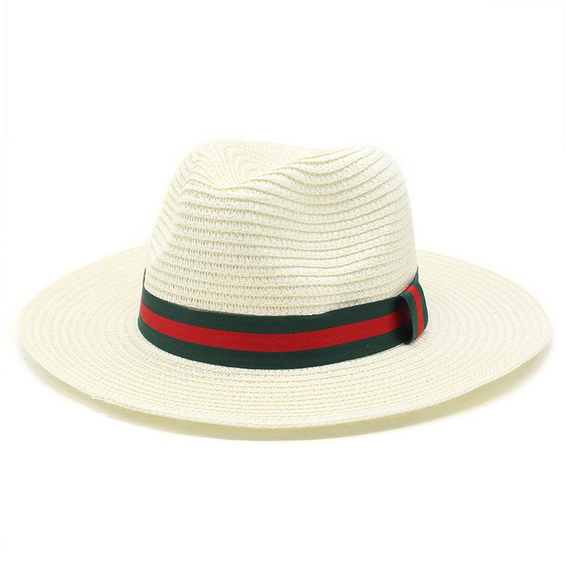 Protection Solaire Ombre Extérieure Chapeau Panama Bord Plat Vintage Jazz Haut-de-Forme Chapeaux de Paille Homme et Femme
