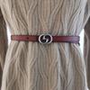 Women Cowhide Modern Belt Slim Leather Waist Belt Snap Closure Daily Outfits