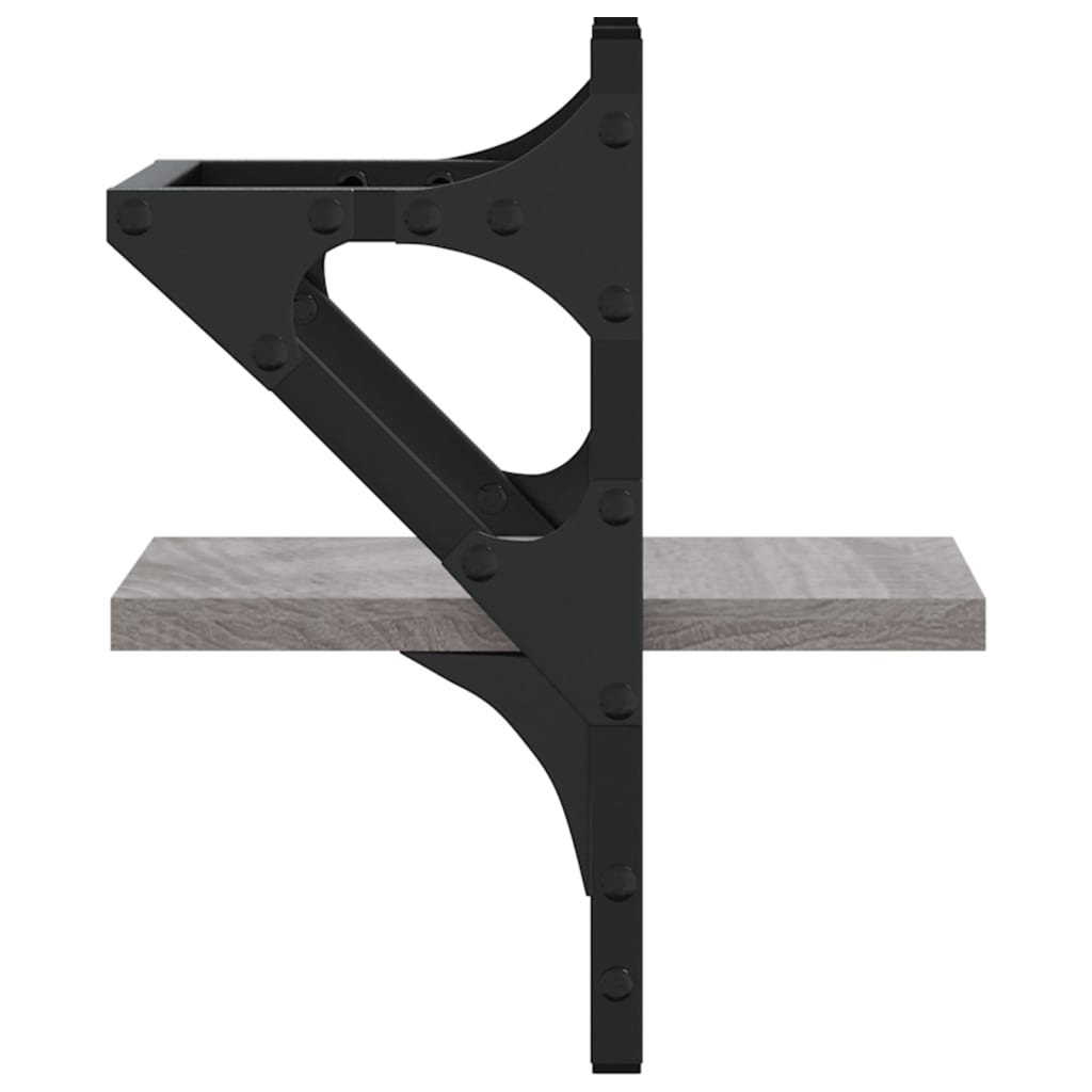 Wall Shelves with Bars 2 pcs Grey Sonoma 20 x 25 x 30 cm