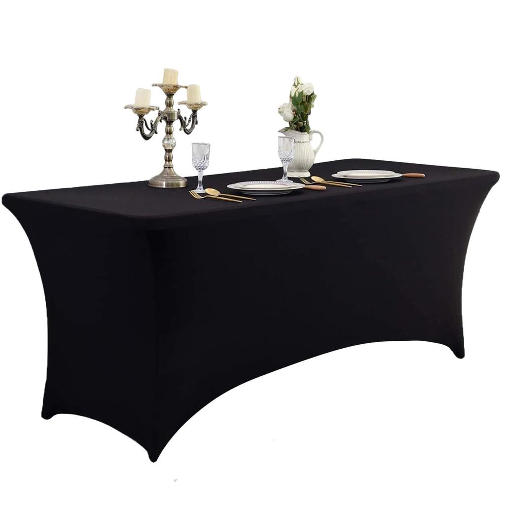4/6FT Table Cloth for Rectangular Stretch Spandex Hotel Wedding Table Covers Folding Tablecloth Table Cocktail Table Protector