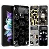 Hard PC Phone Case For Samsung Galaxy Z Flip 7 6 5 4 Black Cover For Galaxy Z Flip 3 Foldable Cute Black Cats Kawaii Creative