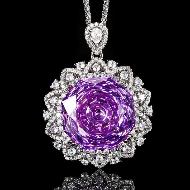 Jewelry Copper Bottom Gold Plated Rose Cut Gradual Change Color Retro Pendant Main Stone 18Mm