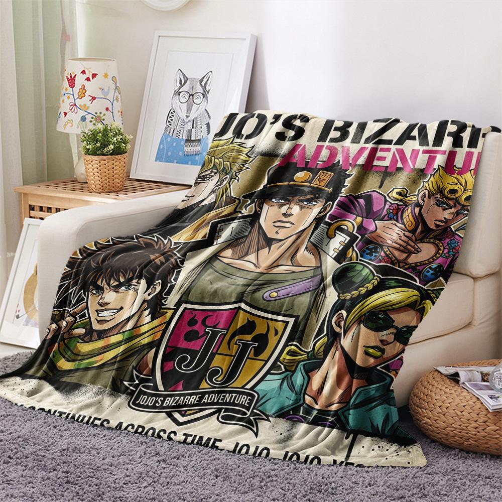 1PC Jojo'S Bizarre Adventure Patterned Flannel Blanket Suitable For All Seasons For Home Decor Warmth And Comfort Gifts Holiday Present