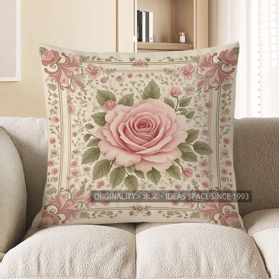 Home Decor Floral Roses Cushion Cover For Home Decor Pattern Cushion Cover Suitable For Sofa Bedroom Car Pillow Cover