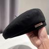 Autumn and Winter Woolen Trendy Brand Letter Beret Fashion Painter Hat Women's Retro Brown Face Showing Little British Style Hat