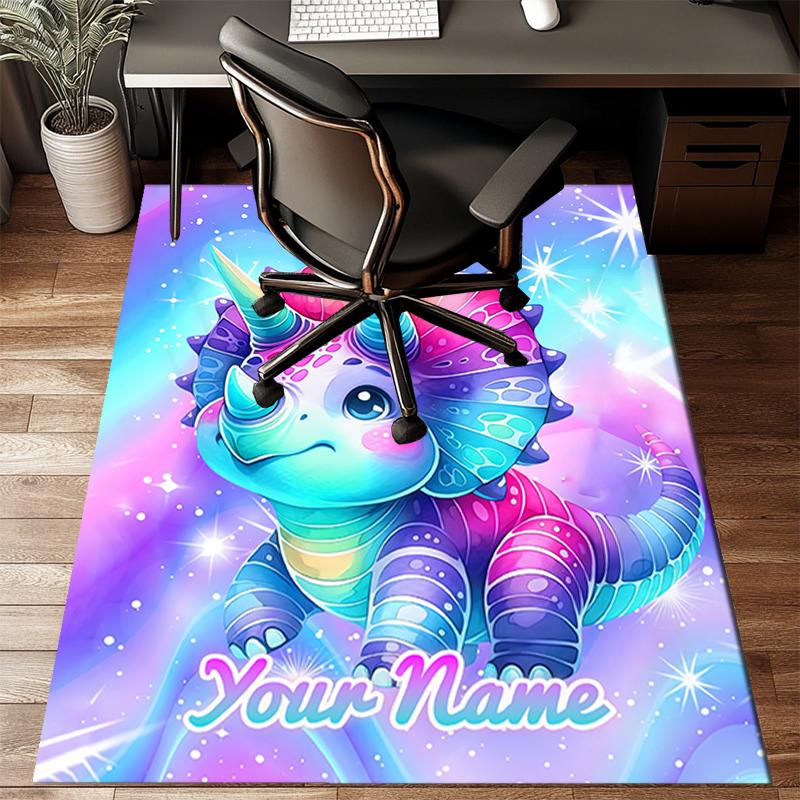 1PC Custom Name Dinosaur Fantasy Art Theme Floor Mat Ideal for Living Room, Game Rooms, Office, Bedroom,Floor Mat Playful Design