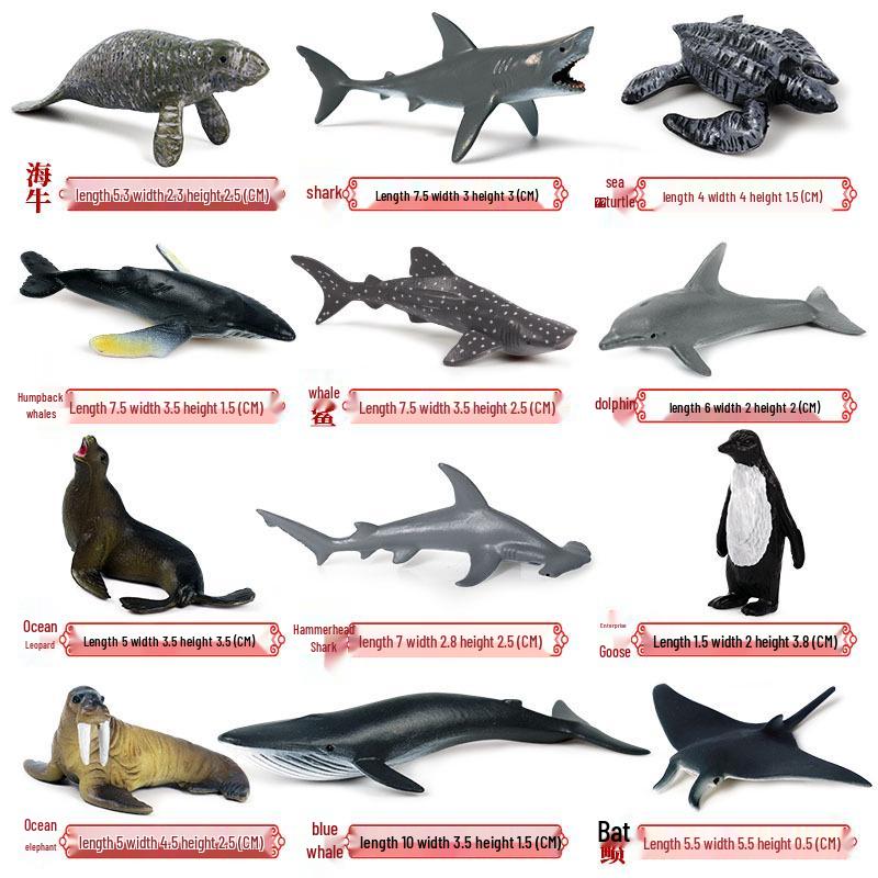 Children s Marine Animal Model Set: Great White, Whale Shark, Dolphin, Crab, Penguin