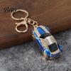 Cute Backpack Charm Sports Car Keychain with Sparkling Rhinestones, Durable Zinc Alloy Luxury Accessories Stylish Pendant, Decorative Compact Key Ring