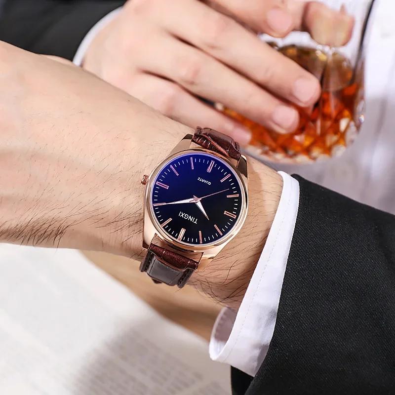 Luxury Business Men Watch Casual Quartz Watches for Men Clock Leather Strap Quartz Wristwatches Gift Relojes Para Caballeros