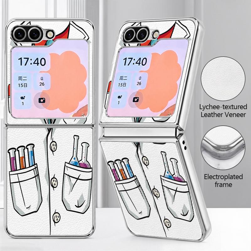 Global Flight Travel Line Case For Samsung Galaxy Z FlIP 7 FE 6 5 Plating PC+PU Leather Hybrid Folding Cover For Samsung Z Flip7 Flip6 Flip5
