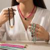 Colorful Geometric Square Beads Crystal Necklace with Zircon Heart Design
