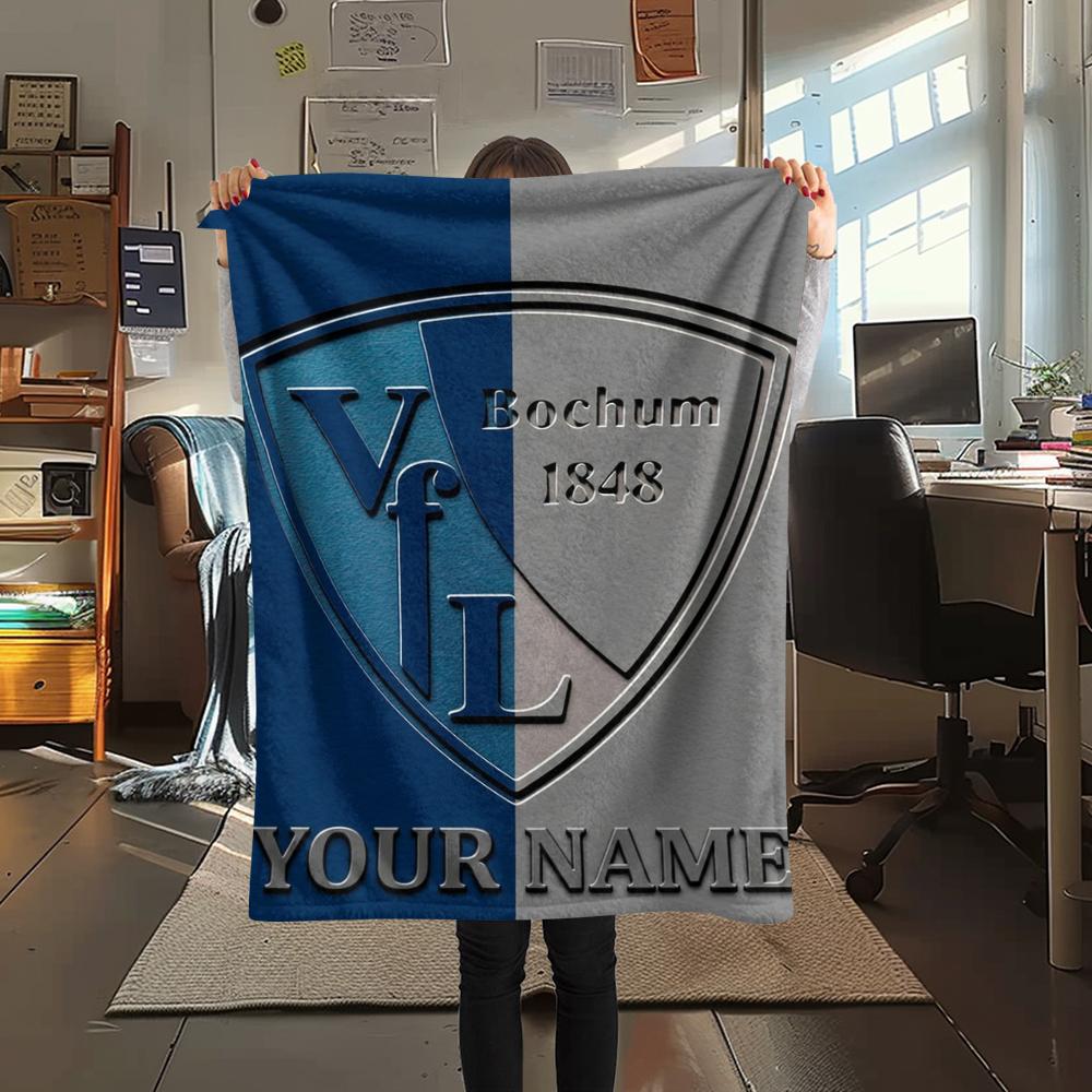 1pz Coperta di Flanella Personalizzata con Nome Modello VfL Bochum 1848 Adatta a Tutte le Stagioni per Arredamento Casa Calore e Comfort Regali Regalo Festivo_xia