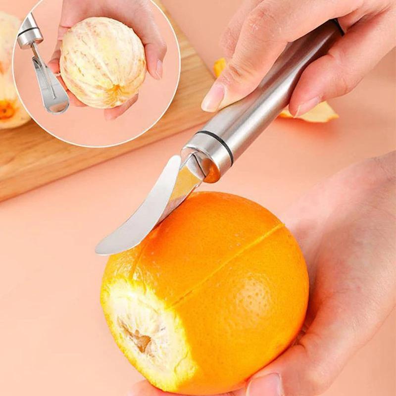 Stainless Steel Orange Peeler Creative Lemon Grapefruit Cutter with Handle Multifunctional Kitchen Fruit and Vegetable Gadget