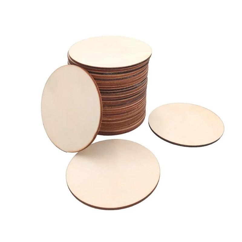Natural Round Unfinished Wooden Discs Blank Wood Pieces Slice for Crafts Centerpieces Wooden DIY Christmas Ornaments