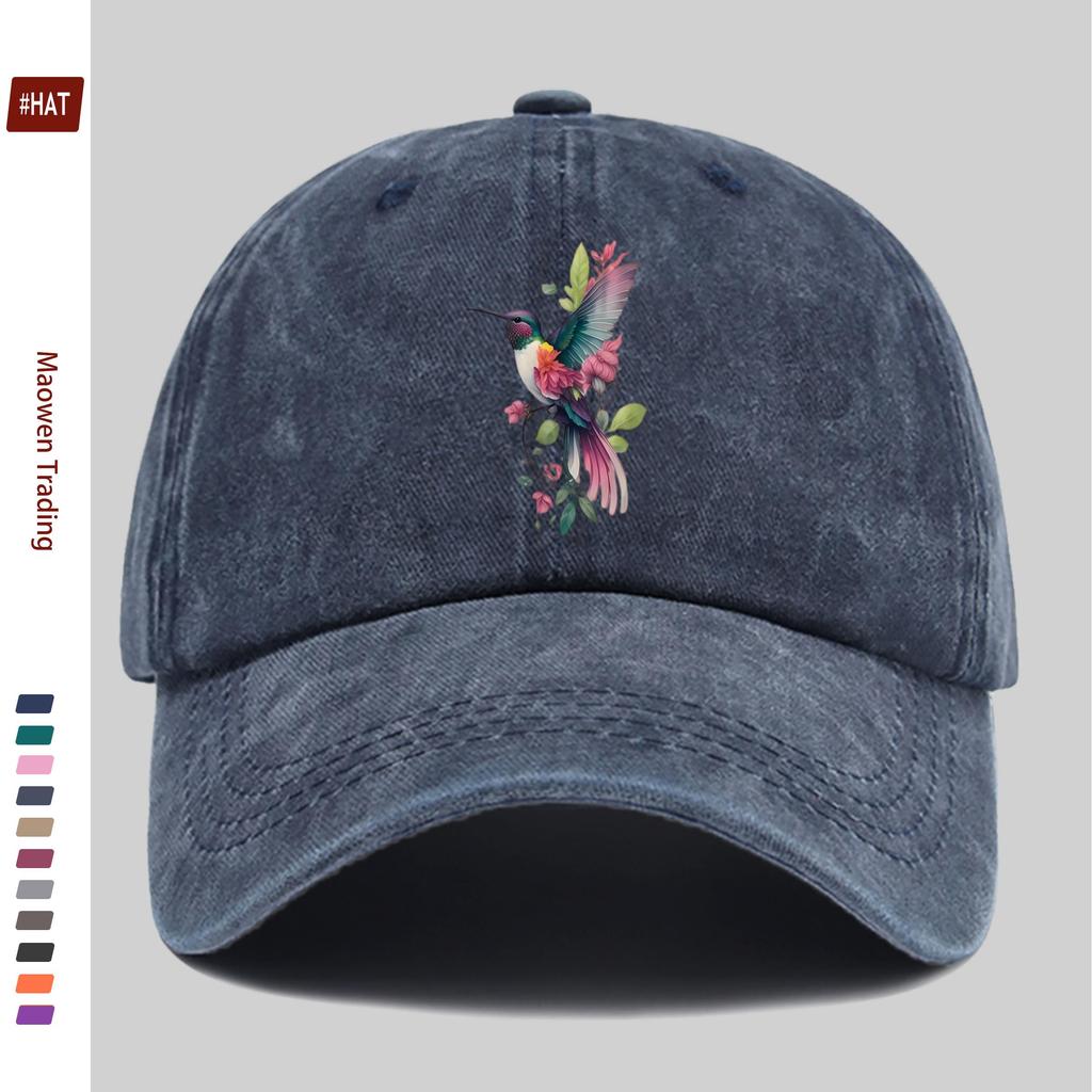 Pc Kolibri-Aufdruck Trucker-Kappe Geeignet für Frühling Sommer Herbst Reisen Verstellbarer Schnallenriemen Leichte Baseballkappe mit