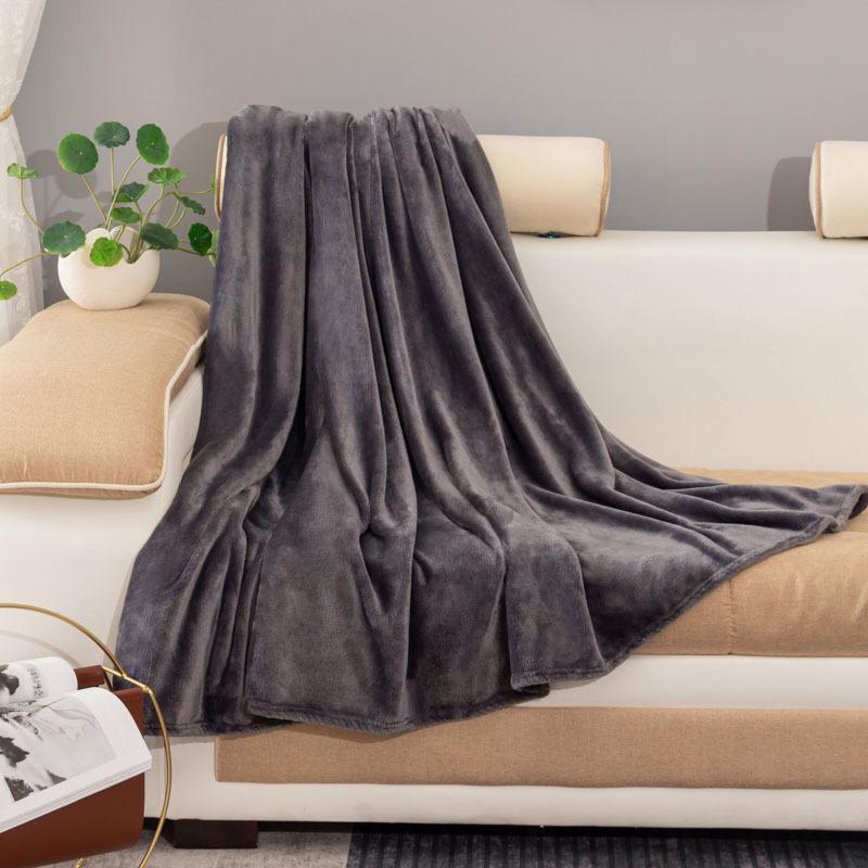 Solid Color Thickened Flannel Coral Velvet Blanket - Dual-sided for Bed or Office Nap