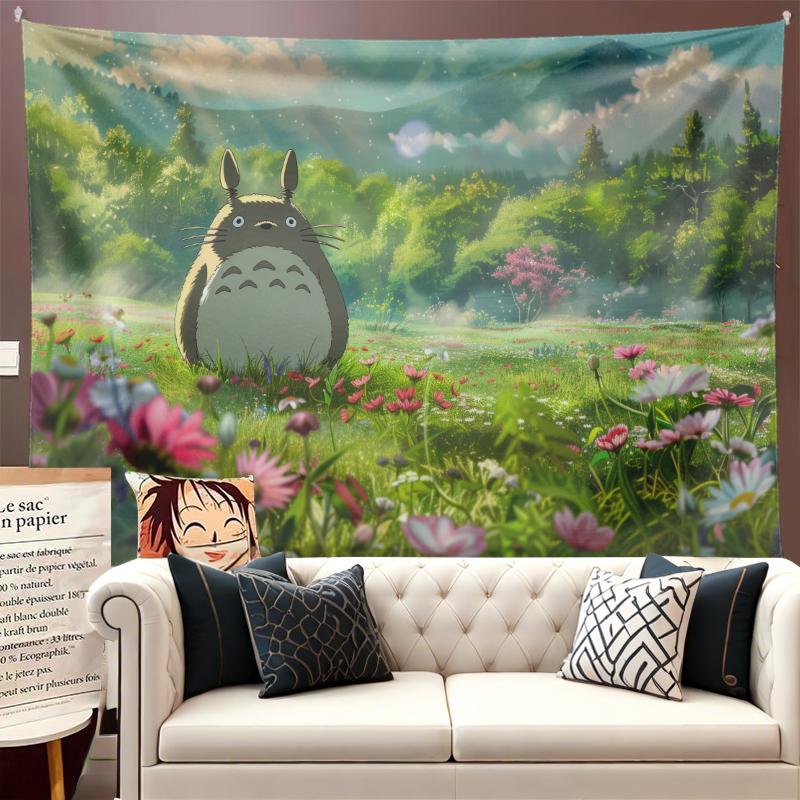 Totoro Miyazaki Hayao Cartoon Healing Anime Background Cloth Hanging Cloth Ins Bedroom Dormitory Living Room Decoration Tapestry