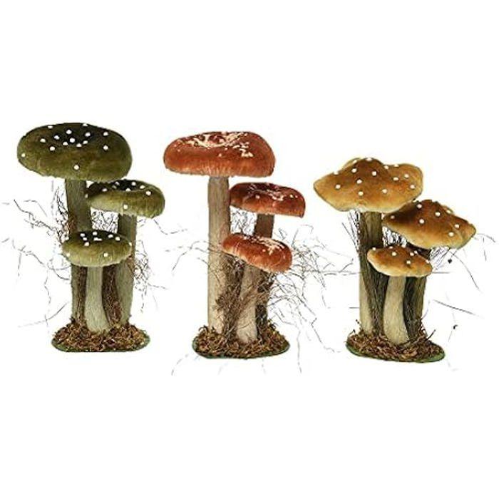 Ensemble de champignons - EDM - 14 x 18 x 26 cm - Mousse - Couleurs assorties - Décoration intérieure