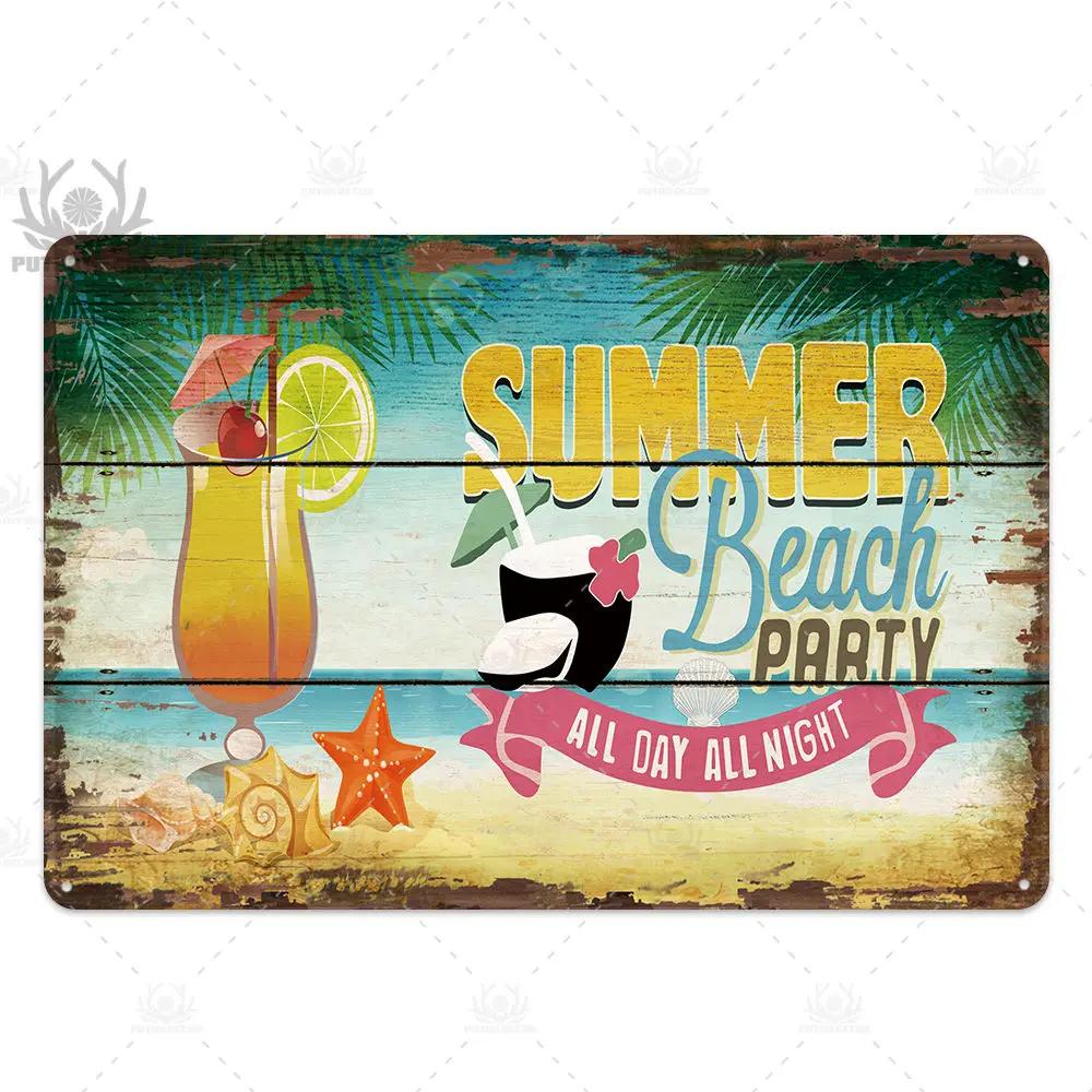 Beach Tin Sign Plaque Metal Vintage Summer Metal Wall Sign Beach Decor for Beach Bar Beach House Seaside Decorative Plate