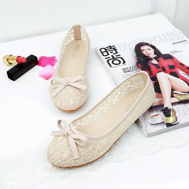 Scarpe Basse da Donna con Fiocco Scarpe da Ballo Basse Moda Donna Slip-On Tagli Bassi Scarpe Piatte da Donna Dolci Scarpe Casual Traforate Scarpe Basse Traspiranti