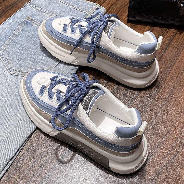 Sneaker Women's  New Rubber Soft Bottom Platform Shoes Color Matching Fashion Middle School Student Casual White Shoes Women